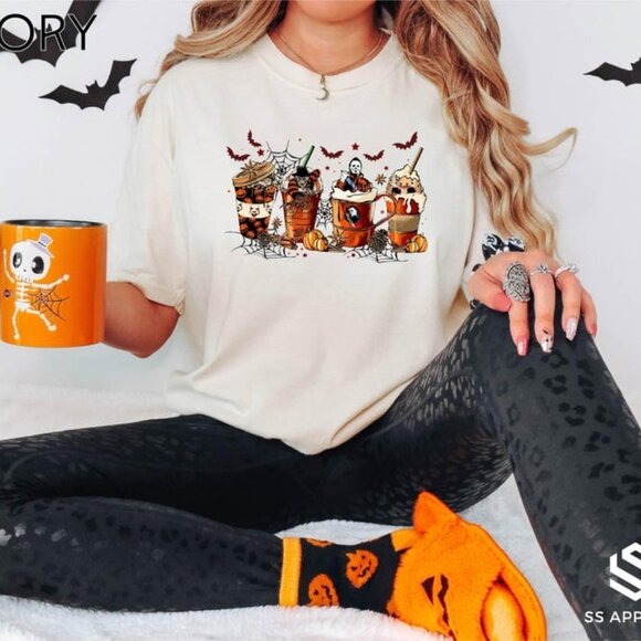 Unbranded Other - Horror Movie Pumpkin Latte Shirt, Horror Coffee Shirt, Halloween Drink Shirt